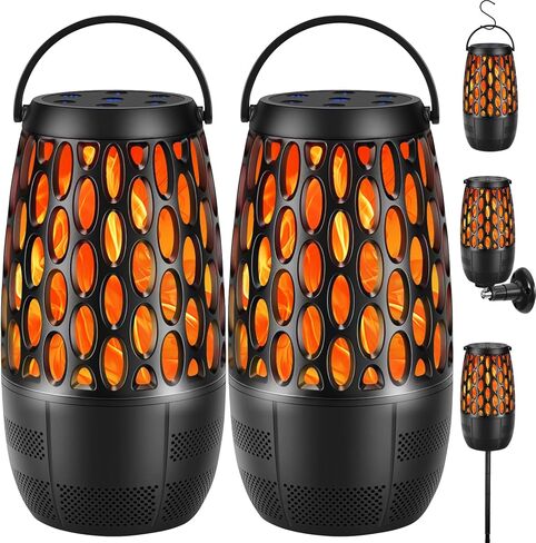 مكبرات صوت بلوتوث خارجية مطورة، مكبر صوت بلوتوث 10 وات 5.3، مزامنة تلقائية متعددة تصل إلى 100 مكبر صوت، مكبر صوت خارجي مقاوم للماء IPX6 لحديقة الشرفة، هدية للرجال (عبوتان) in Kuwait