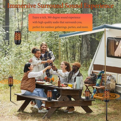 مكبرات صوت بلوتوث خارجية مطورة، مكبر صوت بلوتوث 10 وات 5.3، مزامنة تلقائية متعددة تصل إلى 100 مكبر صوت، مكبر صوت خارجي مقاوم للماء IPX6 لحديقة الشرفة، هدية للرجال (عبوتان) in Kuwait