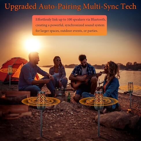 مكبرات صوت بلوتوث خارجية مطورة، مكبر صوت بلوتوث 10 وات 5.3، مزامنة تلقائية متعددة تصل إلى 100 مكبر صوت، مكبر صوت خارجي مقاوم للماء IPX6 لحديقة الشرفة، هدية للرجال (عبوتان) in Kuwait