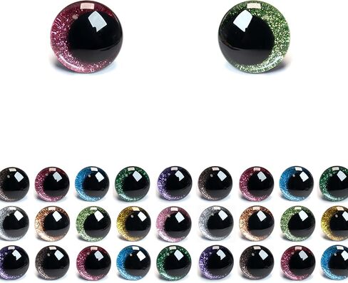SEVENSUN 64 PCS 30mm Safety Eyes, Sparkling 3D Glitter Eyes with Washers, Doll Eyes Stuffed Crochet Eyes, Craft Doll Making Safety Eyes for Crocheting Amigurumi in Saudi Arabia