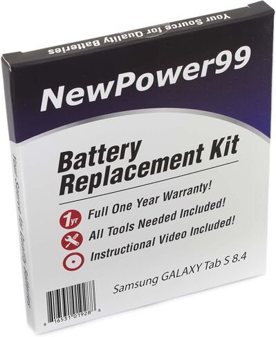 مجموعة بطارية NP99sp لجهاز Samsung Galaxy Tab S 8.4 SM-T700، SM-T705، SM-T707 مع أدوات، فيديو إرشادي، وبطارية طويلة الأمد من NewPower99 in Kuwait