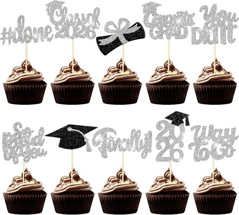 100 PCS Cupcake Cupcake Toppers Crass Class of 2025 Cupcake تختار اللوازم الدبلوم Toppers لزخارف الحفلات (Maroon) in Kuwait