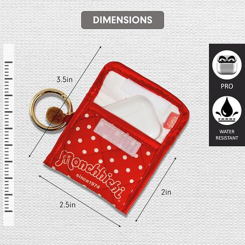 Sonix Quilted Earbud Pouch | Premium Cotton Bag Charm for AirPods, Keychain Storage Case Cover with Carabiner Ring | Red Monchhichi in Saudi Arabia