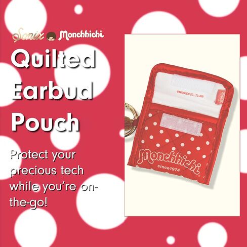 Sonix Quilted Earbud Pouch | Premium Cotton Bag Charm for AirPods, Keychain Storage Case Cover with Carabiner Ring | Red Monchhichi in Saudi Arabia