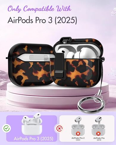 حافظة Joyleop لـ Airpods Pro 3 - مع قفل أمان، تصميم جميل للنساء والفتيات الجميلات، غطاء واقٍ من الصدمات الصلبة مع سلسلة مفاتيح لـ Airpods Pro الجيل الثالث 2025، ظهر السلحفاة in Kuwait