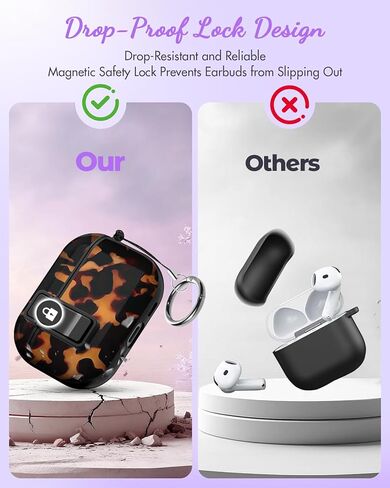 حافظة Joyleop لـ Airpods Pro 3 - مع قفل أمان، تصميم جميل للنساء والفتيات الجميلات، غطاء واقٍ من الصدمات الصلبة مع سلسلة مفاتيح لـ Airpods Pro الجيل الثالث 2025، ظهر السلحفاة in Kuwait