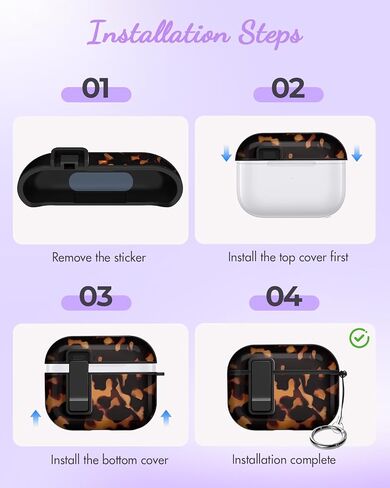 حافظة Joyleop لـ Airpods Pro 3 - مع قفل أمان، تصميم جميل للنساء والفتيات الجميلات، غطاء واقٍ من الصدمات الصلبة مع سلسلة مفاتيح لـ Airpods Pro الجيل الثالث 2025، ظهر السلحفاة in Kuwait