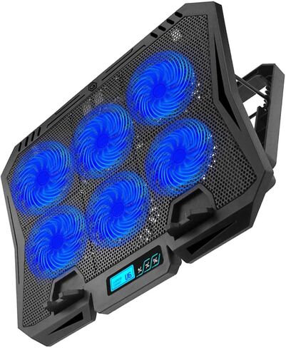 Laptop Cooling Pad 15.6-inch Quiet Fan Cooler Stand with Adjustable Speed and Blue Light, Portable Laptop Cooler Stand for Gaming and Office Use in Saudi Arabia