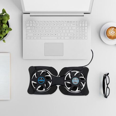 مروحة تبريد كمبيوتر محمول قابلة للطي مع مراوح USB مزدوجة، وسادة تبريد مدمجة للكمبيوتر المحمول للألعاب والاستخدام المكتبي، حامل تبريد كمبيوتر خفيف الوزن in Kuwait