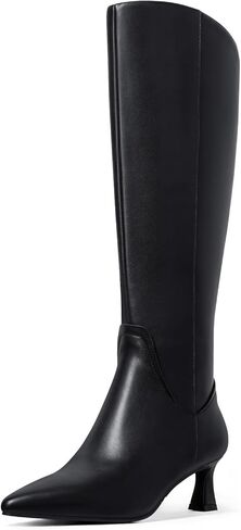 MUCCCUTE Cream Tan Boots for Women Knee High Boots Chunky Heel Square Toe Tall Long Botas for Women Fashion Comfort Side Zipper Size 10 in Saudi Arabia