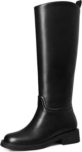MUCCCUTE Cream Tan Boots for Women Knee High Boots Chunky Heel Square Toe Tall Long Botas for Women Fashion Comfort Side Zipper Size 10 in Saudi Arabia