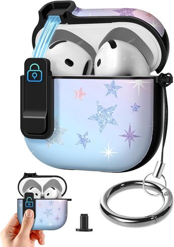 حافظة Joyleop لـ Airpods Pro 3 - مع قفل أمان، تصميم جميل للنساء والفتيات الجميلات، غطاء واقٍ من الصدمات الصلبة مع سلسلة مفاتيح لـ Airpods Pro الجيل الثالث 2025، ظهر السلحفاة in Kuwait