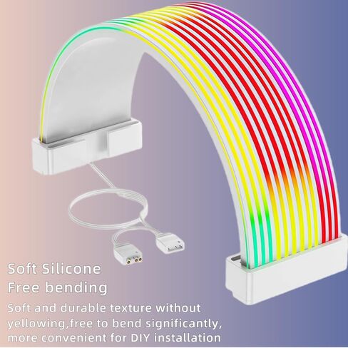 مجموعة غطاء كابل RGB متوافقة مع وصلة كابل ARGB PSU للوحة الأم ذات 24 سنًا مع كابل تمديد طاقة ARGB قابل للانحناء من السيليكون 5 فولت 3 دبوس لتزيين حافظة الكمبيوتر in Saudi Arabia