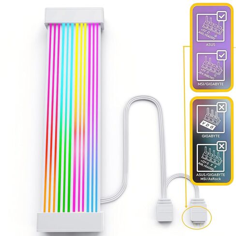 مجموعة غطاء كابل RGB متوافقة مع وصلة كابل ARGB PSU للوحة الأم ذات 24 سنًا مع كابل تمديد طاقة ARGB قابل للانحناء من السيليكون 5 فولت 3 دبوس لتزيين حافظة الكمبيوتر in Saudi Arabia