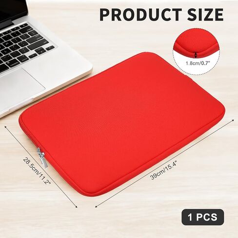 حقيبة الكمبيوتر المحمول - حقيبة حمل الكمبيوتر المحمول من البوليستر، غطاء حماية للكمبيوتر المحمول مقاوم للصدمات لجهاز الكمبيوتر المحمول مقاس 15.6 بوصة، أحمر in Kuwait