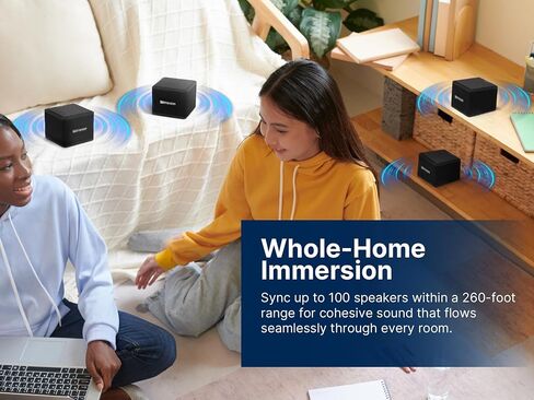 Emerson EAS-3006-BK Sound Blox - مكبرات صوت بلوتوث لاسلكية قابلة للتكديس مغناطيسيًا، اتصال فوري، صوت متعدد الغرف، شحن USB-C، مضخم صوت مدمج in Kuwait