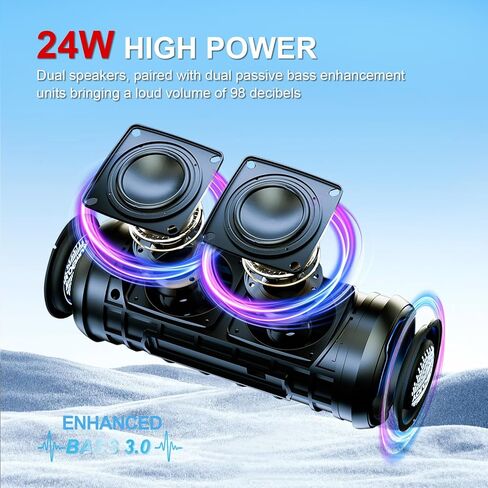 Portable Speaker Bluetooth, Powerful Deep Bass, Wireless Stereo Pairing, IPX7 Waterproof Dustproof,12H Playtime, Portable Outdoor Speaker for Travel, Sport, Party, Biking (Black) in Saudi Arabia