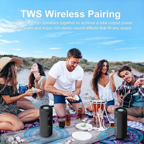 Portable Speaker Bluetooth, Powerful Deep Bass, Wireless Stereo Pairing, IPX7 Waterproof Dustproof,12H Playtime, Portable Outdoor Speaker for Travel, Sport, Party, Biking (Black) in Saudi Arabia