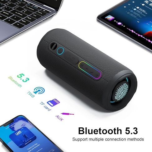 Portable Speaker Bluetooth, Powerful Deep Bass, Wireless Stereo Pairing, IPX7 Waterproof Dustproof,12H Playtime, Portable Outdoor Speaker for Travel, Sport, Party, Biking (Black) in Saudi Arabia