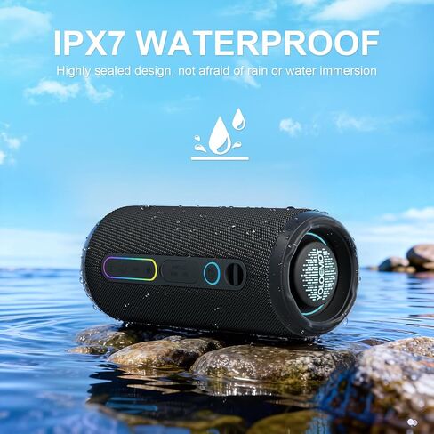 Portable Speaker Bluetooth, Powerful Deep Bass, Wireless Stereo Pairing, IPX7 Waterproof Dustproof,12H Playtime, Portable Outdoor Speaker for Travel, Sport, Party, Biking (Black) in Saudi Arabia