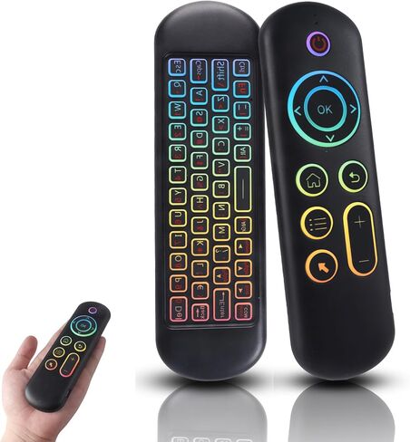 Mini Bluetooth Keyboard Mouse Air Mouse - 2.4G + Bluetooth Dual Mode, 7-Color Backlit, QWERTY Layout for Windows, Android, Perfect for Home Office and Gaming in Kuwait