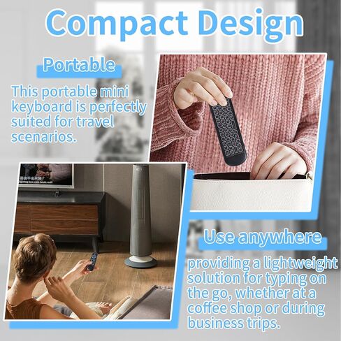 Mini Bluetooth Keyboard Mouse Air Mouse - 2.4G + Bluetooth Dual Mode, 7-Color Backlit, QWERTY Layout for Windows, Android, Perfect for Home Office and Gaming in Kuwait