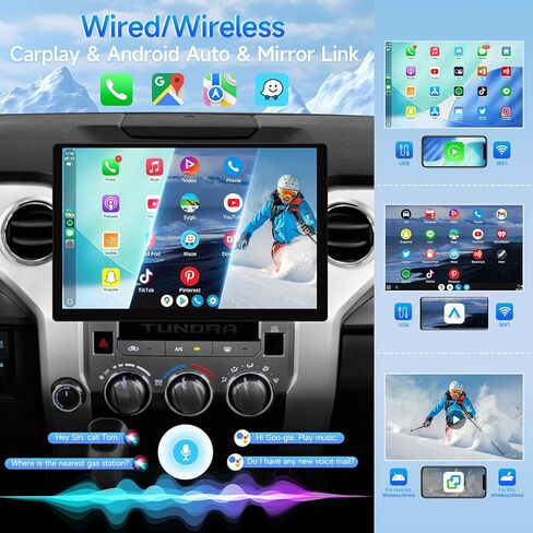 ستيريو سيارة Leadfan لسيارة Toyota Tundra 2014 2015 2016 2017 2018 2019، راديو سيارة Android 13 لسيارة Tundra، 4G+64G 2K GPS كاميرا احتياطية Carplay Android Auto in Kuwait