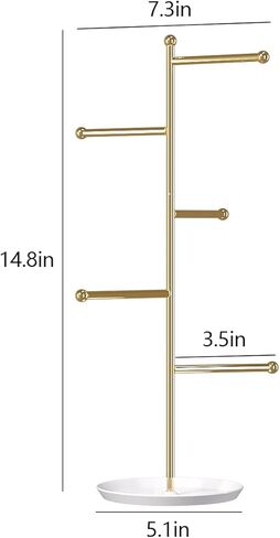 5 Tier Jewelry Organizer Holder,Tabletop Hanging Necklace And Bracelet Display Stand For Women, Cute Bracelet Closet Storage Tree Rack For Girls,Ring Accessories Organizer Towers (Black) in Saudi Arabia