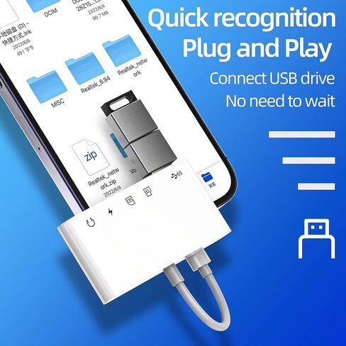 Digital Camera SD Card Reader for iPhone 14 13 Pro Max (5 in 1) Lightning to USB TF 3.5mm Charger Female Adapter Micro Memory Stick for Apple OTG Audio Port Male Plug for Ipad Compatible with Samsung in Saudi Arabia