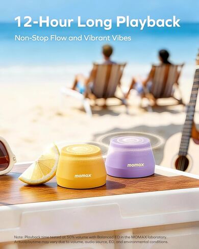 MOMAX Mini Portable Bluetooth Speaker - Magnetic Waterproof Speaker with Balanced Sound, 12H Playtime, Indoor Speaker True Wireless Stereo Pairing for Home, Bedroom, Bathroom, Gift Ideas, Black in Kuwait