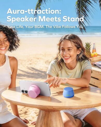 MOMAX Mini Portable Bluetooth Speaker - Magnetic Waterproof Speaker with Balanced Sound, 12H Playtime, Indoor Speaker True Wireless Stereo Pairing for Home, Bedroom, Bathroom, Gift Ideas, Black in Kuwait