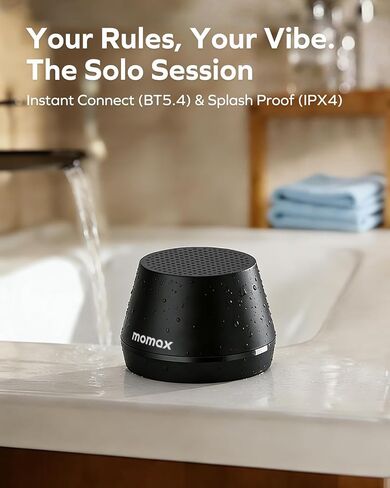 MOMAX Mini Portable Bluetooth Speaker - Magnetic Waterproof Speaker with Balanced Sound, 12H Playtime, Indoor Speaker True Wireless Stereo Pairing for Home, Bedroom, Bathroom, Gift Ideas, Black in Kuwait