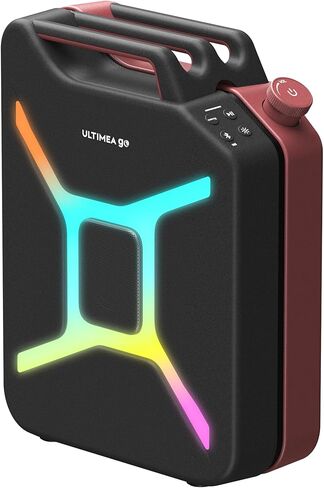 ULTIMEA Go Portable Party Speaker, 300W Wireless PartyBox with Bass Boost, RGB Light, TWS Stereo, Auracast Mode, Mic/Guitar Input, APP Control, Large Bluetooth Speaker for Party Outdoor (Black+Red) in Saudi Arabia
