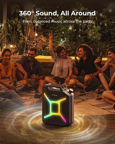 ULTIMEA Go Portable Party Speaker, 300W Wireless PartyBox with Bass Boost, RGB Light, TWS Stereo, Auracast Mode, Mic/Guitar Input, APP Control, Large Bluetooth Speaker for Party Outdoor (Black+Red) in Saudi Arabia