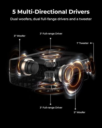 ULTIMEA Go Portable Party Speaker, 300W Wireless PartyBox with Bass Boost, RGB Light, TWS Stereo, Auracast Mode, Mic/Guitar Input, APP Control, Large Bluetooth Speaker for Party Outdoor (Black+Red) in Saudi Arabia