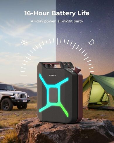 ULTIMEA Go Portable Party Speaker, 300W Wireless PartyBox with Bass Boost, RGB Light, TWS Stereo, Auracast Mode, Mic/Guitar Input, APP Control, Large Bluetooth Speaker for Party Outdoor (Black+Red) in Saudi Arabia