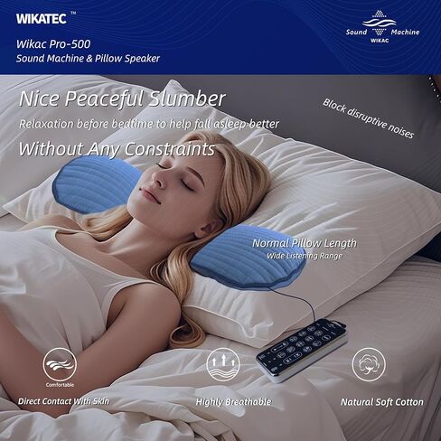 Wikac Bluetooth Soft Pillow Speaker for Sleeping,HQ Amplified Audio,50hr Play-Time,56 Natural 3D White Noise, 5 Timer, Comfortable Sleep Headphones with Bone Conduction Speakers for a Healthy Sleep in Saudi Arabia