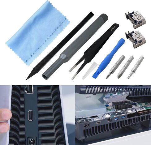 2x Replacement HDMI Port Connector Socket Module with Repair Kit Compatible with PS5, HDMI Port Socket Interface Connector Replacement in Saudi Arabia