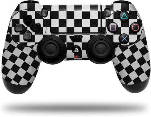 غلاف لاصق من الفينيل متوافق مع وحدة تحكم Sony PS4، PlayStation 4، قماش أصلي نحيف وPro Checkered باللونين الأسود والأبيض (وحدة التحكم غير متضمنة) in Kuwait