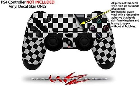 غلاف لاصق من الفينيل متوافق مع وحدة تحكم Sony PS4، PlayStation 4، قماش أصلي نحيف وPro Checkered باللونين الأسود والأبيض (وحدة التحكم غير متضمنة) in Kuwait