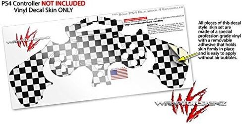 غلاف لاصق من الفينيل متوافق مع وحدة تحكم Sony PS4، PlayStation 4، قماش أصلي نحيف وPro Checkered باللونين الأسود والأبيض (وحدة التحكم غير متضمنة) in Kuwait
