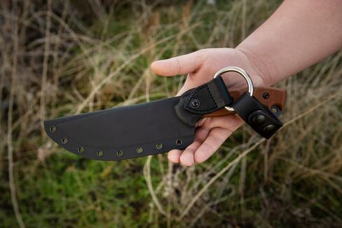 Tops Knives Armado 6.5 Full Tang Fixed Blade Knife - Sniper Gray Blade Finish - Black Kydex Sheath (Tan Canvas Micarta Handle) in Saudi Arabia