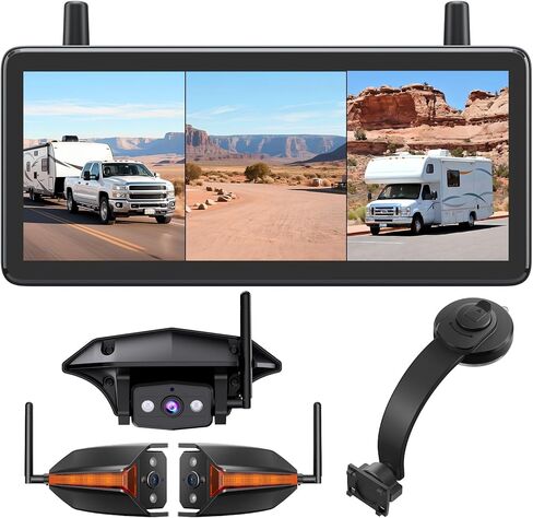 AUTO-VOX RV Backup Camera Wireless Bundle: Rear & Side Cameras with 7.2“HD Split-Screen Monitor and Suction Cup Bracket, Full Rear View Protection, for RV, Camper, Fifth Wheel, Travel Trailer in Kuwait