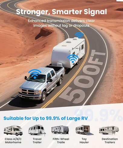 AUTO-VOX RV Backup Camera Wireless Bundle: Rear & Side Cameras with 7.2“HD Split-Screen Monitor and Suction Cup Bracket, Full Rear View Protection, for RV, Camper, Fifth Wheel, Travel Trailer in Kuwait