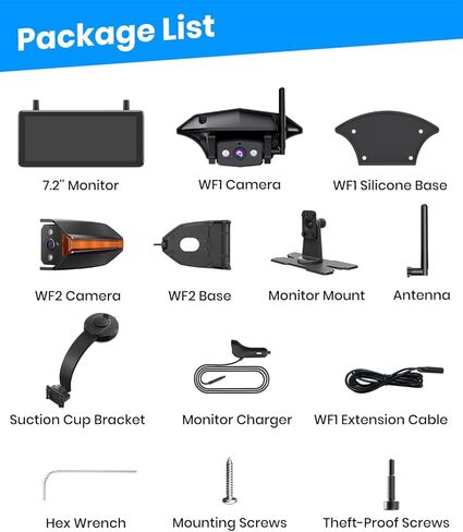 AUTO-VOX RV Backup Camera Wireless Bundle: Rear & Side Cameras with 7.2“HD Split-Screen Monitor and Suction Cup Bracket, Full Rear View Protection, for RV, Camper, Fifth Wheel, Travel Trailer in Kuwait