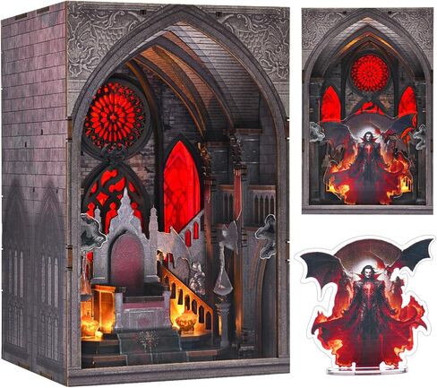 Book Nook Kit, DIY Doll House Booknook, Miniature Kit for Bookshelf Doll Houses for Adults Teen Halloween, 3D Wooden Puzzle Bookends with Led Light and Dust Cover (Sirens Song) in Kuwait