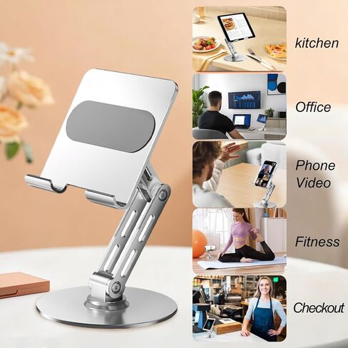 for iPad Stand Holder Adjustable Tablet Stand for Desk ，360 Rotating Metal Mount for 4-13 inch Devices, Compatible with iPad iPhone Tablet Kindle TAB Surface/Switch Holder for Desk in Saudi Arabia