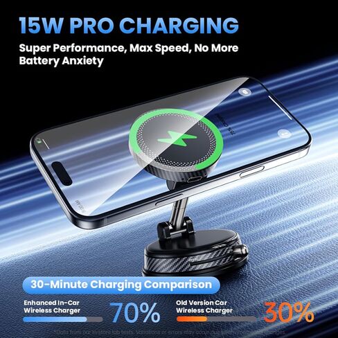 حامل هاتف شفط مغناطيسي راديو قابل للتعديل 360 درجة لهاتف iPhone 17 Pro Max و16 و15 و14 و13 و12 وAir Plus والمزيد | مثالي للسيارات والمطابخ وغرف النوم والصالات الرياضية وغيرها من الأماكن | قوية ومستقرة in Kuwait