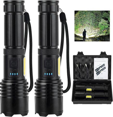 Rechargeable LED Flashlights High Lumen,99,000 Lumens Super Bright Flashlight,Powerful Flash Light 5 Modes for Outdoor Emergency Hiking Camping in Kuwait