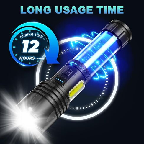 Rechargeable LED Flashlights High Lumen,99,000 Lumens Super Bright Flashlight,Powerful Flash Light 5 Modes for Outdoor Emergency Hiking Camping in Kuwait